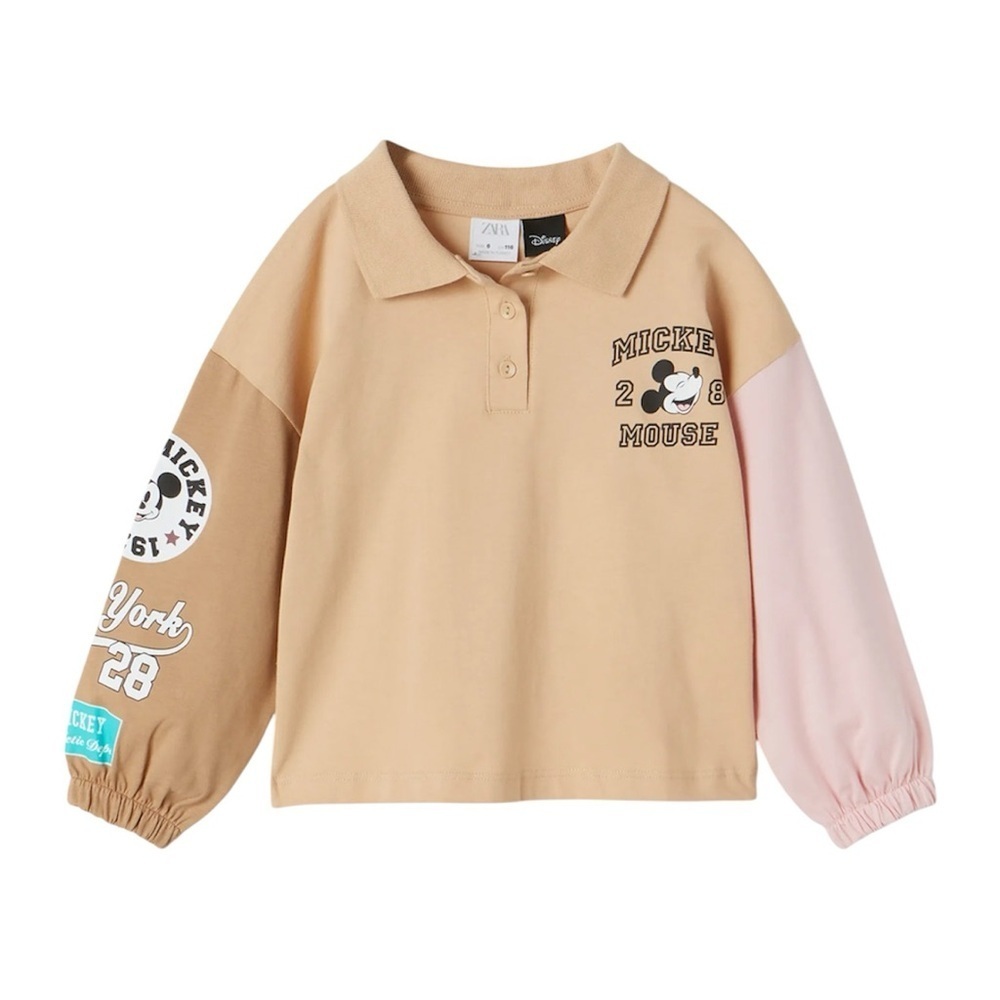 Zara x Disney Kids Long Sleeve Mickey Mouse Colorblock Polo – Kids Size 10